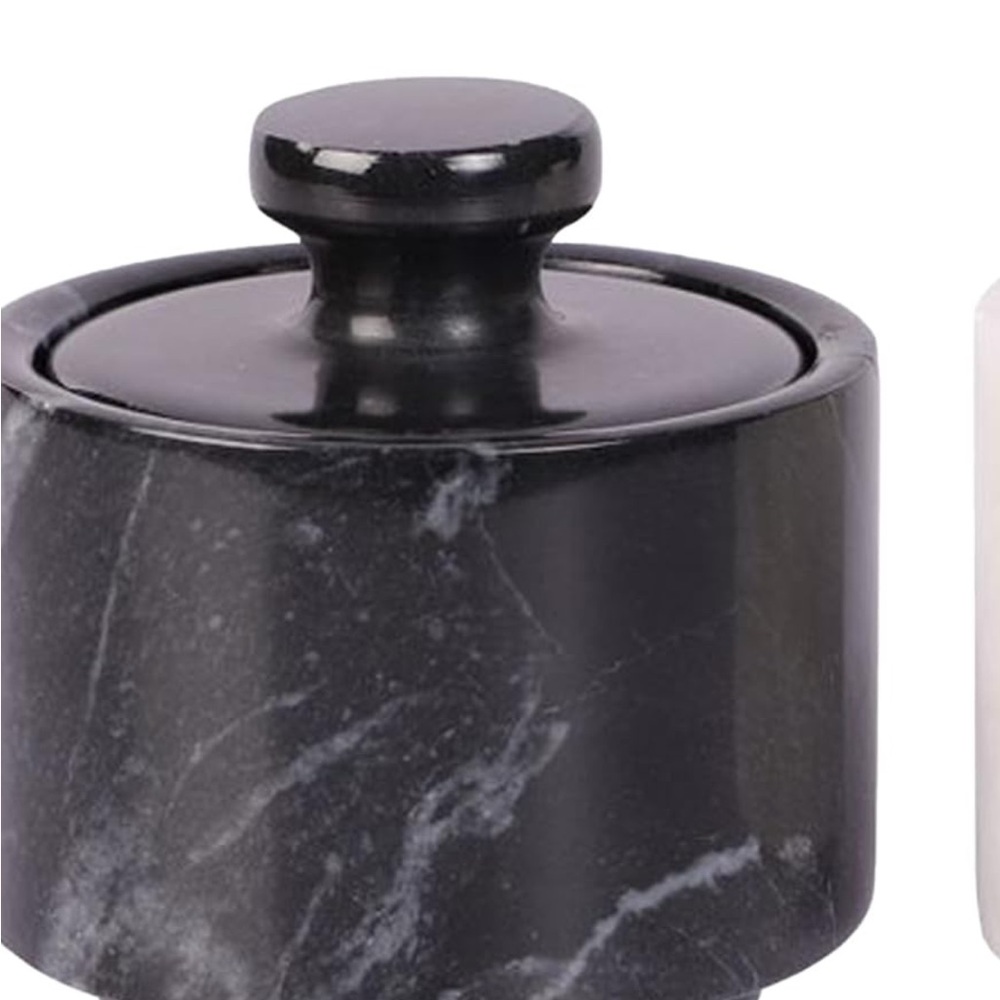 Black Marble Canister with Lid